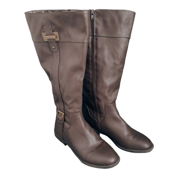 GH Bass Women's Riding Tall Boots Josie brown Faux Leather Stretch size 7M - Picture 1 of 12